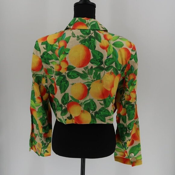 Farm Rio Orange Sands Cropped Linen Blazer L - Picture 8 of 10